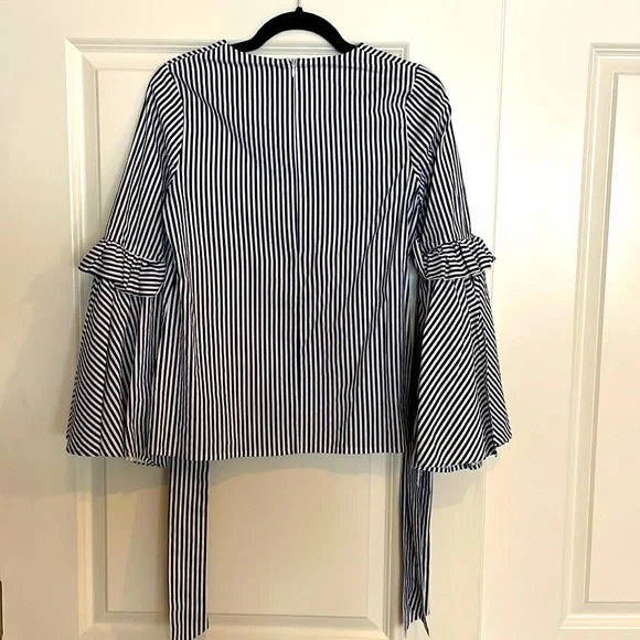 ChicWish Blue Stripped Top With Bell Sleeves. Size XS/S - Picture 2 of 4